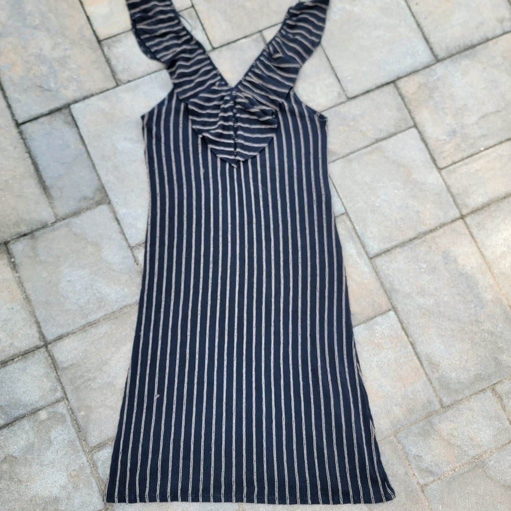 Zara Pin Striped Sleeveless Dress L